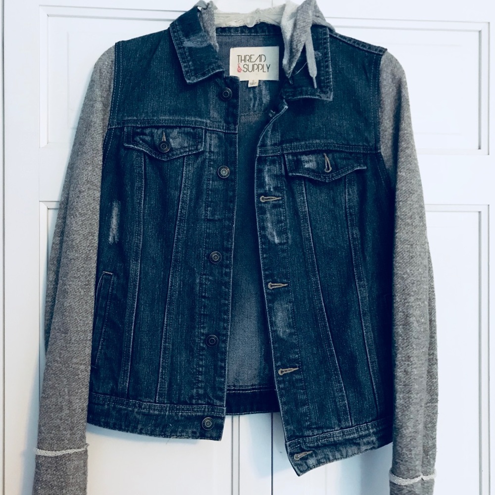 Denim sweatshirt jacket